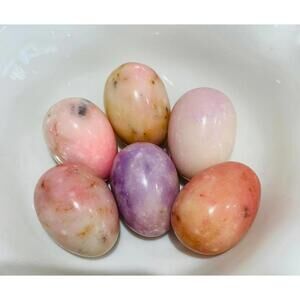 Amethyst & Rose Quartz Polished Tumbled Gemstone Eggs Purple Pinkish Hues Set 6